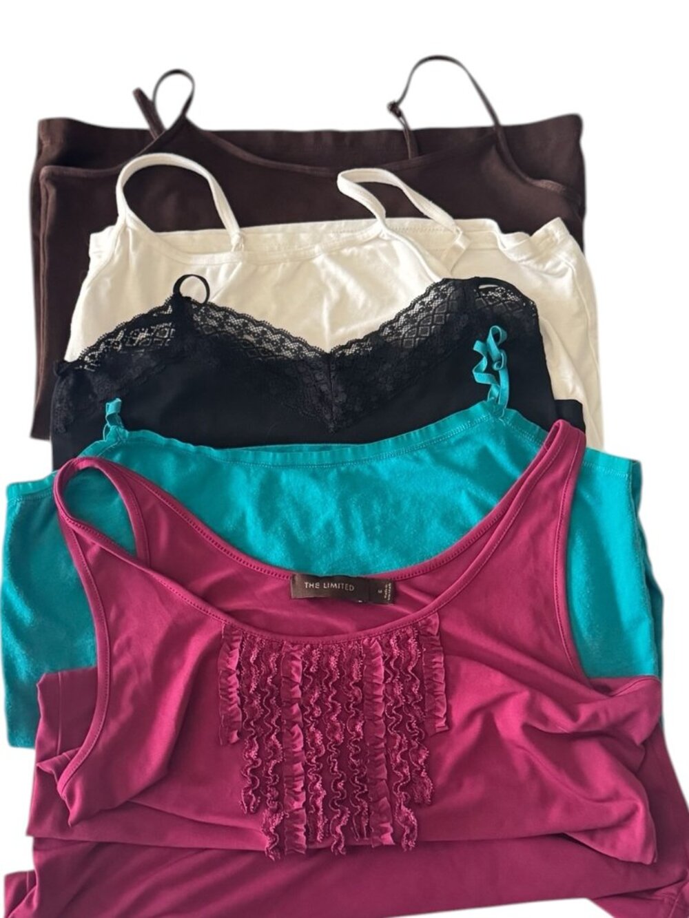 Cami Bundle - 5 Camisoles (Black White, Raspberry, Teal, Brown)